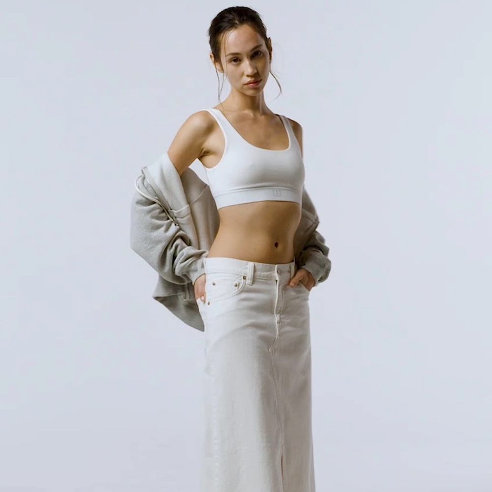 NWOT Gap White Denim Maxi Skirt Size 30